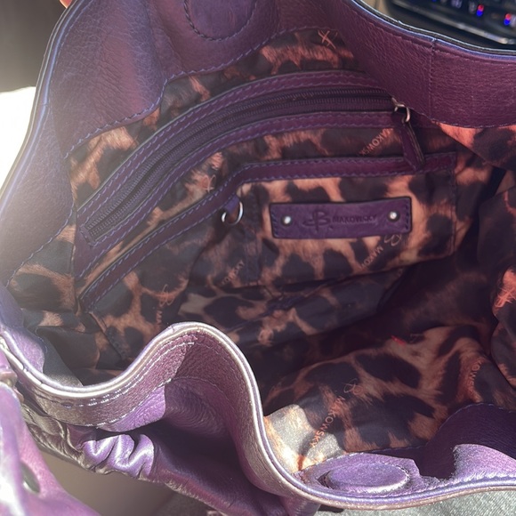 b. makowsky Havana North South Copper Metallic Pebble Leather Hobo Bag - Picture 4 of 6